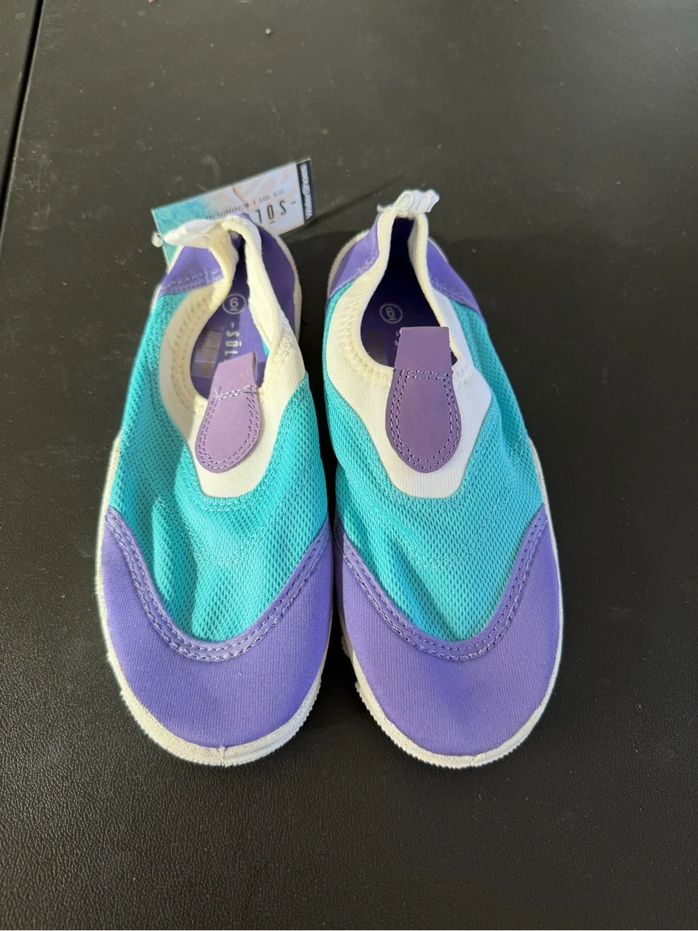 Kids Aqua & Purple Slip-On Water Shoes